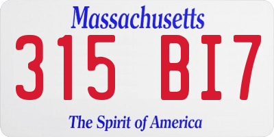 MA license plate 315BI7
