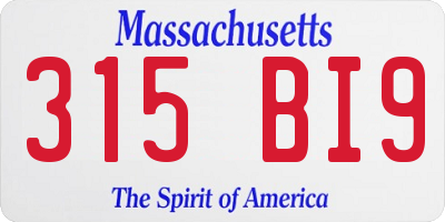 MA license plate 315BI9