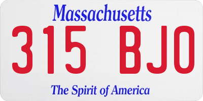MA license plate 315BJ0