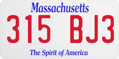 MA license plate 315BJ3