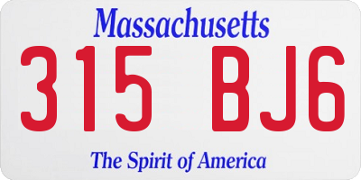 MA license plate 315BJ6