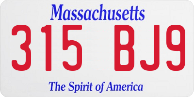 MA license plate 315BJ9