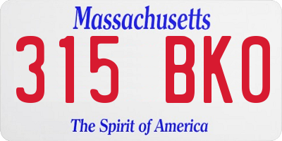 MA license plate 315BK0
