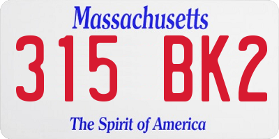 MA license plate 315BK2