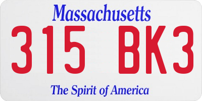 MA license plate 315BK3