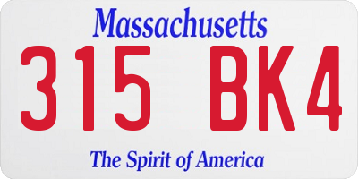 MA license plate 315BK4