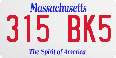 MA license plate 315BK5