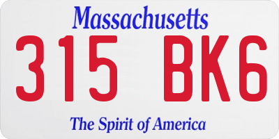 MA license plate 315BK6