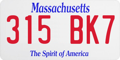 MA license plate 315BK7