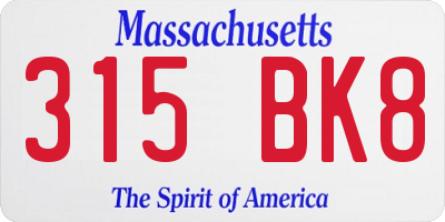 MA license plate 315BK8