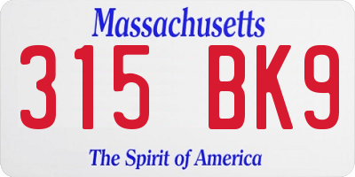 MA license plate 315BK9
