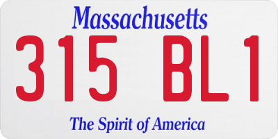 MA license plate 315BL1