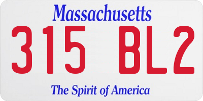 MA license plate 315BL2