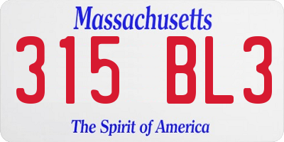 MA license plate 315BL3