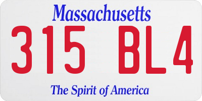 MA license plate 315BL4