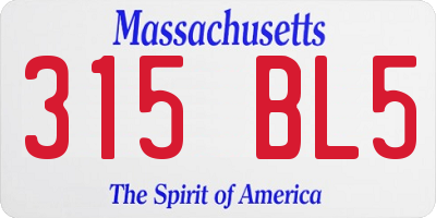MA license plate 315BL5