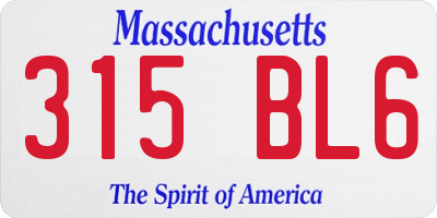 MA license plate 315BL6