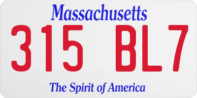 MA license plate 315BL7