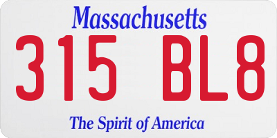MA license plate 315BL8