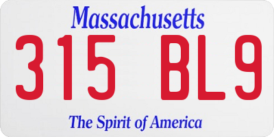 MA license plate 315BL9