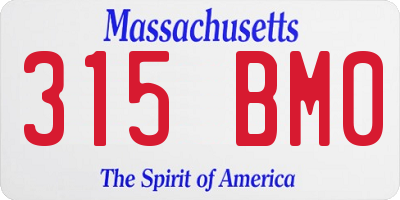 MA license plate 315BM0