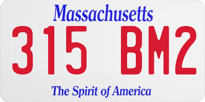 MA license plate 315BM2