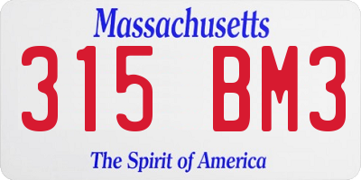 MA license plate 315BM3