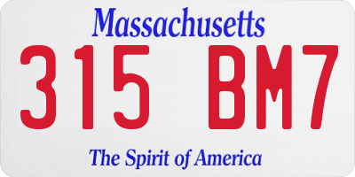 MA license plate 315BM7