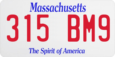 MA license plate 315BM9