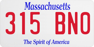 MA license plate 315BN0