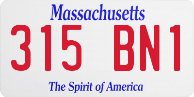 MA license plate 315BN1