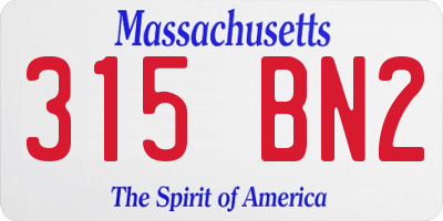MA license plate 315BN2