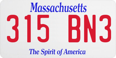MA license plate 315BN3