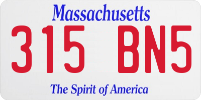 MA license plate 315BN5