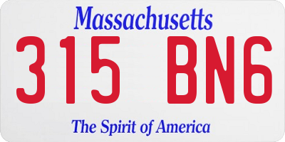 MA license plate 315BN6
