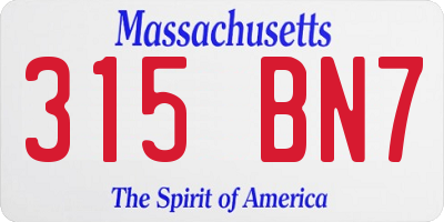 MA license plate 315BN7