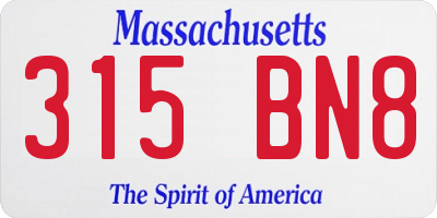 MA license plate 315BN8