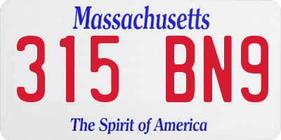 MA license plate 315BN9