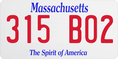 MA license plate 315BO2
