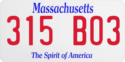 MA license plate 315BO3