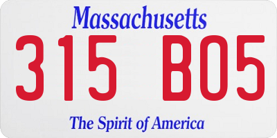 MA license plate 315BO5