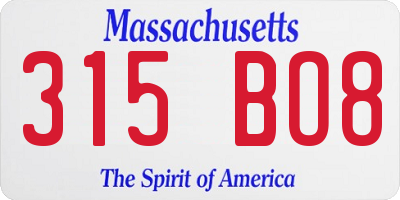 MA license plate 315BO8