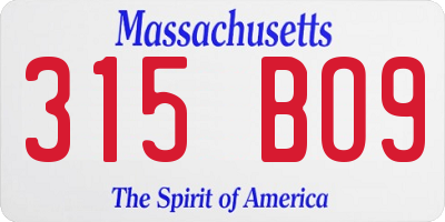 MA license plate 315BO9