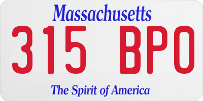 MA license plate 315BP0