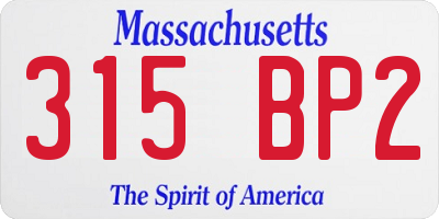 MA license plate 315BP2