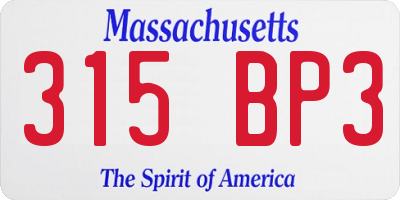 MA license plate 315BP3