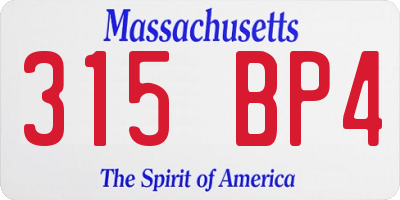 MA license plate 315BP4