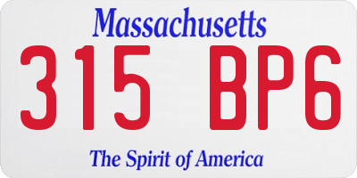 MA license plate 315BP6