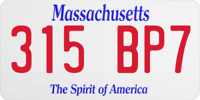 MA license plate 315BP7