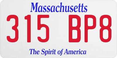 MA license plate 315BP8
